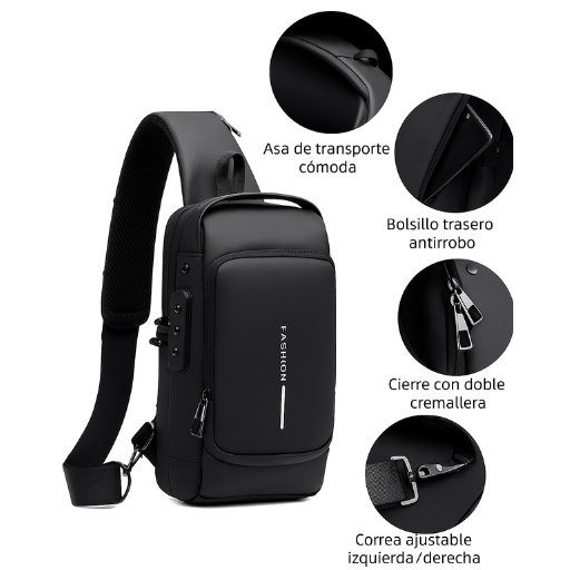 Bolso cruzado antirrobo negro