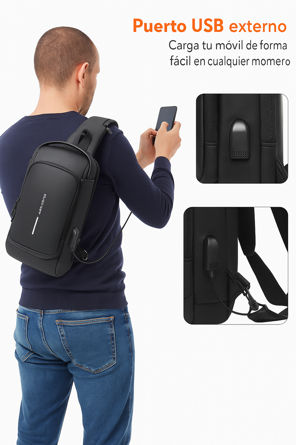 Bolso cruzado antirrobo negro